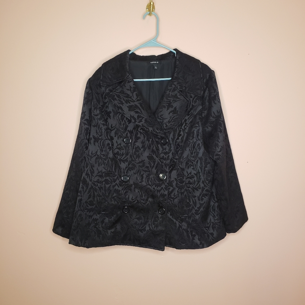 Torrid Black Jaquard Double Breasted Jacket